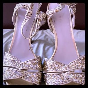 Nine West gold glittery sandal heel
